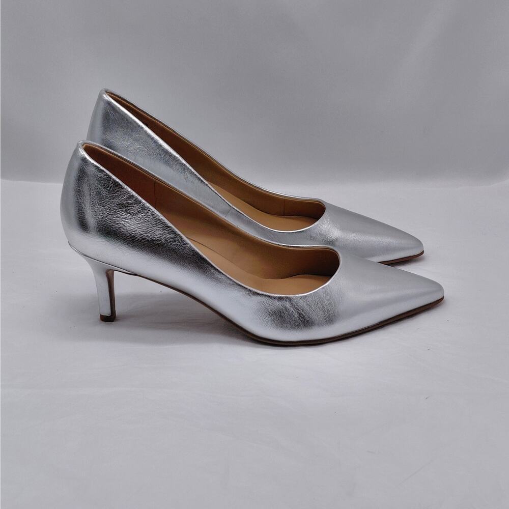 Naturalizer Women's Pumps Size 8.5M Silver Metallic Leather Pointed Toe Heels - Picture 16 of 16